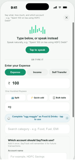 SayTrack suggesting a learned category for a merchant